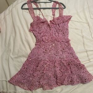 Pink and Gold Starry Party Mini Dress